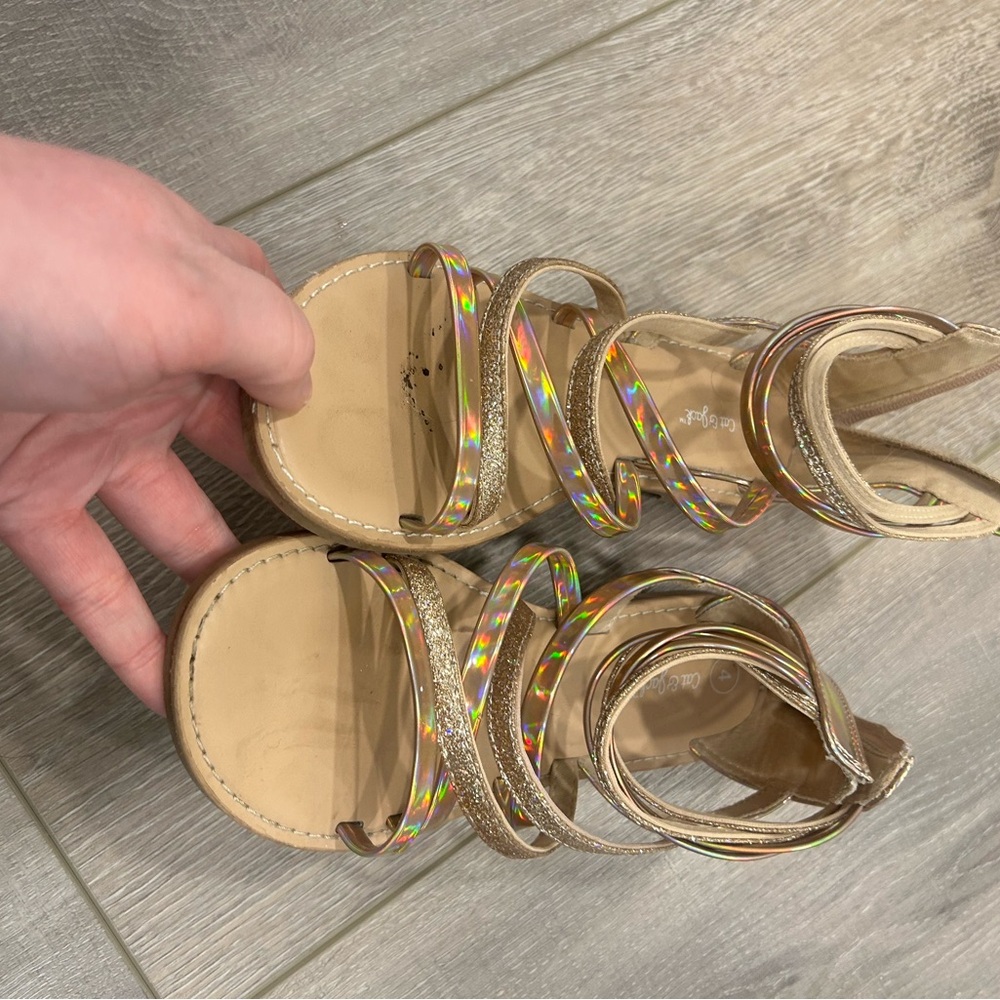 Cat & Jack Kids' Shiny Gold Strappy Sandals